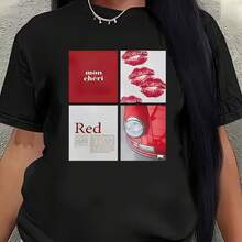 Printed T-Shirt For Men And Women - 黑色 - 查看 1
