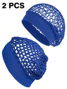 2pcs Crochet Mesh Hair Net, Breathable Net Hairnet For Curly Hair Braiding, Black 2pcs Elastic Hair Snood For Sleeping And Daily Use - Multicolor - View 17
