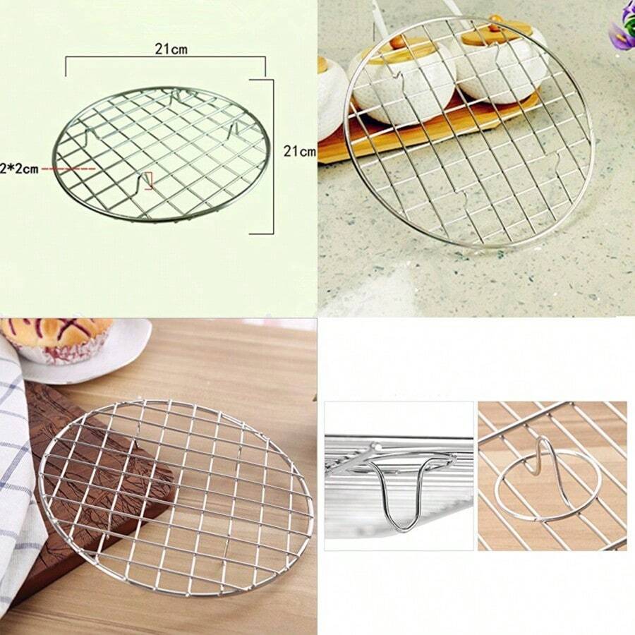 Durable Hornear barbacoa redondo de acero inoxidable rack vaporera de alimentos de multiuso Wire//Baking/vapor rack de cocción/Stand con patas - como en la imagen - Ver 1