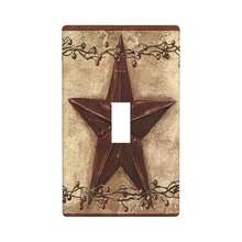 1 pieza Cubierta de placa de interruptor con estampado de estrella y bayas de granero rojo, cubierta de salida de estilo campestre para decoración del hogar, placa de pared duradera para uso doméstico - Multicolor - Ver 3