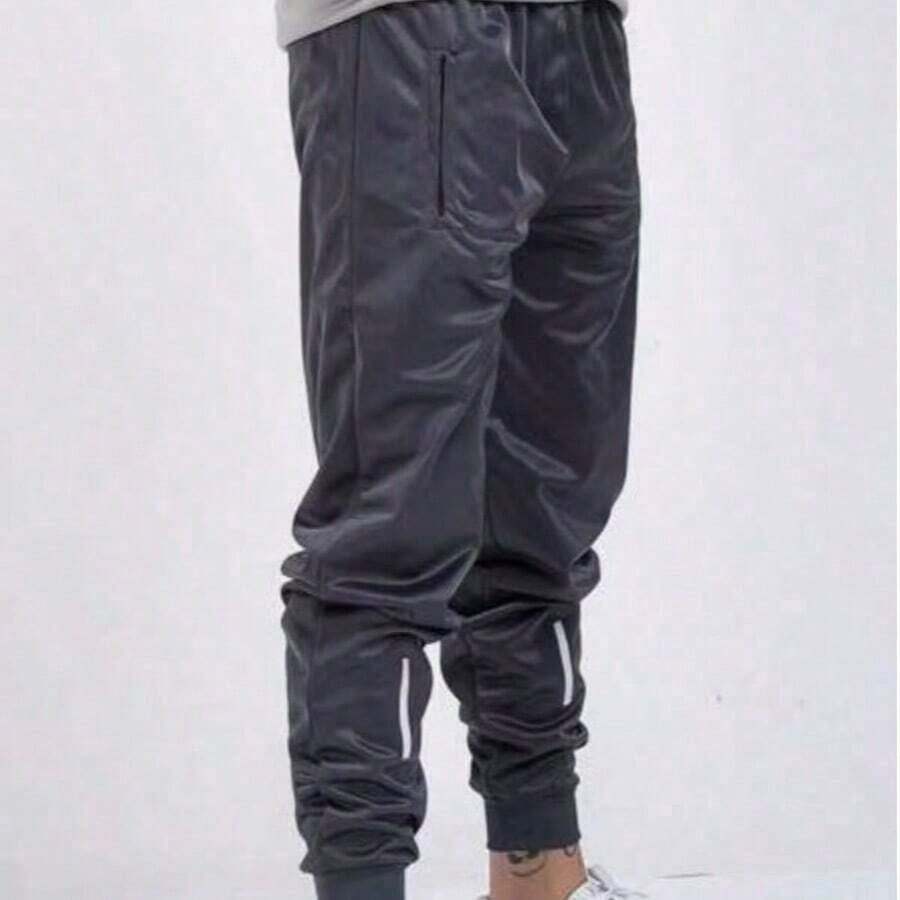 Kit Of 3 Men's Jogger Pants For Gyms With Reflective Logo (Black, White, Gray) - An Ash - View 1