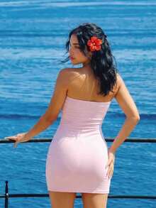 Vestido mini para mujer, de moda para el verano - Rosa - Ver 2