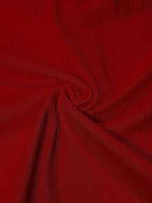 Camisetas de manga corta de unicolor casual para mujer - Rojo - Ver 5