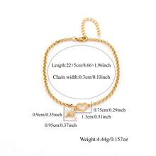 1pc New Fashion Heart-Shaped Letter Gold Stainless Steel Chain Anklet For Women - Yellow Gold - View 2