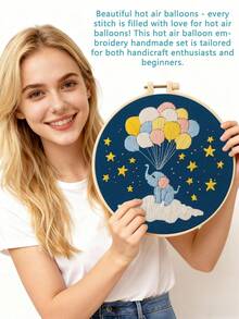 1 Set Embroidery Kit Suitable For Beginners, With Floral Plant Patterns, 1 Set Includes 1 Embroidery Cloth + 1 Embroidery Hoop + 2 Embroidery Needles + 1 Set Of Colored Threads + 1 English Instruction Manual - Material Package D - View 1