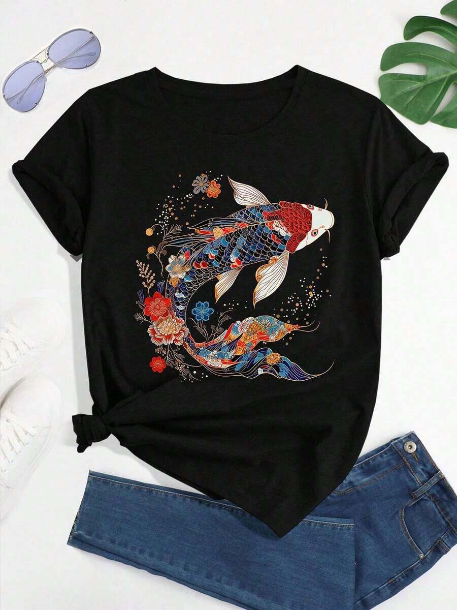 1 pieza de camiseta con estampado de corazón de oso de peluche para el Día de San Valentín, camiseta casual de manga corta con cuello redondo para mujer, diseño de dibujos animados, camiseta holgada de algodón de manga corta con cuello redondo estilo vintage unisex para todas las estaciones, blusas para mujer. blusas.blusas casuales para dama.Impresión de osos cariñosos.Camiseta estampada Impresión de osos cariñosos. - Negro 8 - Ver 1