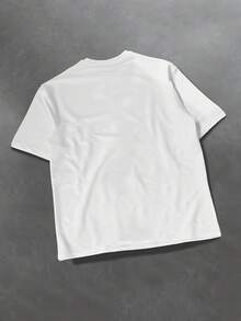 1 pieza de camiseta de cuello redondo con estampado de ojos grandes, estilo Y2K, ropa de verano para hombre, camiseta holgada, para verano al aire libre, moda urbana, 180g, 100% algodón. - Blanco - Ver 3