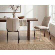 Chairus Modern Dining Chairs Set Of 2 Upholstered Kitchen Chairs In Chenille With Metal Legs For Dining Room/Kitchen/Bedroom - 燕麥色 - 查看 10