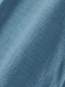 Conjunto informal de top con cuello en pico y pantalones de unicolor - Azul - Ver 4