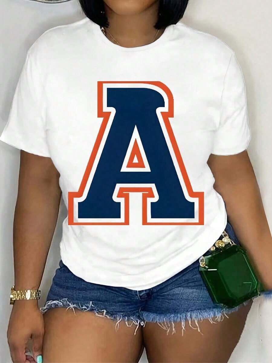 Camiseta Casual de Manga Corta con Cuello Redondo para Mujer - Top Estampado, Ajuste Cómodo, Transpirable y Confortable - Blanco - Ver 1
