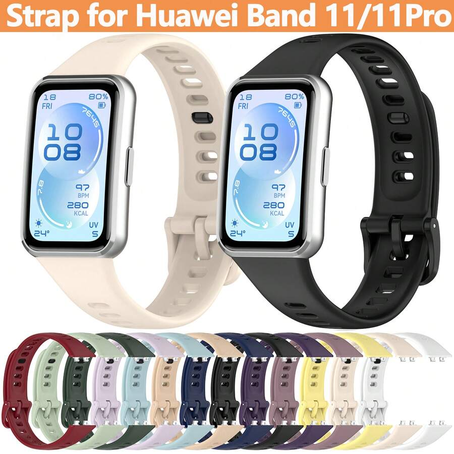 Soft Silicone Smartwatch Band Replacement For Huawei Band 11/11 Pro, Breathable Lightweight Durable Accessory, Comfortable For Daily Wear, Sports, Running, Swimming - Multicolor - View 1
