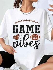 Women's Oversized Soccer Jersey With Bright Print, Casual Sports Top For Soccer Fans, Matchday Wear, Soccer Season Wear - 白色 - 查看 7