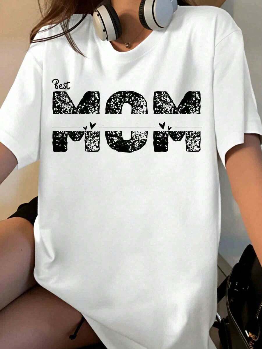 Camiseta Personalizada "La Mejor Mamá del Mundo" para Madre con Nombres de Niños Emma y Liam, Regalo Personalizado para el Día de la Madre, Ropa Casual para Mujer [Adecuada para Ocasiones de Ocio y Deportivas] Playera Holgada para Mujer - Blanco - Ver 1