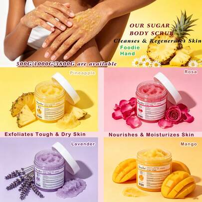 Sugar Scrub, Exfoliating Scrub, Gentle Moisturizing, Body Scrub, Foot Scrub, Moisturizing Cream/Massage Cream, Body Care, Foot Care