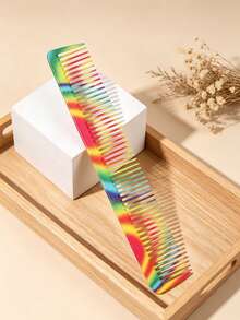 1pc Rainbow Color Hair Cutting Comb, Professional Salon Styling Comb, Anti-Static Fine Tooth Detangling Comb - Multicolor - View 2