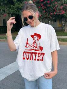 Nueva Colección 2026: Camiseta de Algodón, Camisa Oversized de Rodeo Country, Camisa de Cowgirl, Camiseta de Vaquero, Regalo para Amantes de los Caballos, Camisa Western, Camisa Western Divertida, Camiseta Country, Rodeo Divertido - Blanco - Ver 1