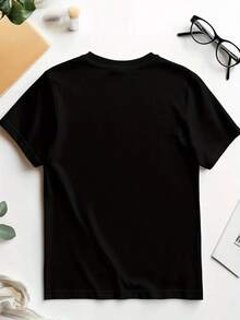 Camiseta Estampada Premium de Verano para Mujer, Talla Grande, Camiseta Casual Estampada para Mujer - Negro - Ver 7