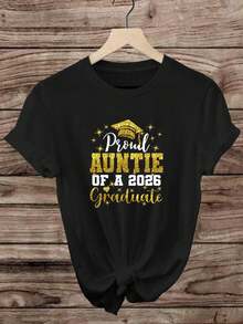 Camiseta Deportiva Casual para Mujer con Diseño de Orgulloso Cazador 2026 - Camiseta Negra de Cuello Redondo, Elástica y Lavable aáquina, Ajuste Cómodo para Todas las Estaciones, Perfecta para Ropa Diaria y Celebraciones de Graduación. - Negro - Ver 6