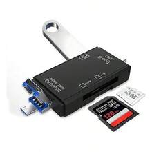 Memory Card Reader, TF, USB Type C, Micro USB, OTG 1pc Black - 2pcs - View 1