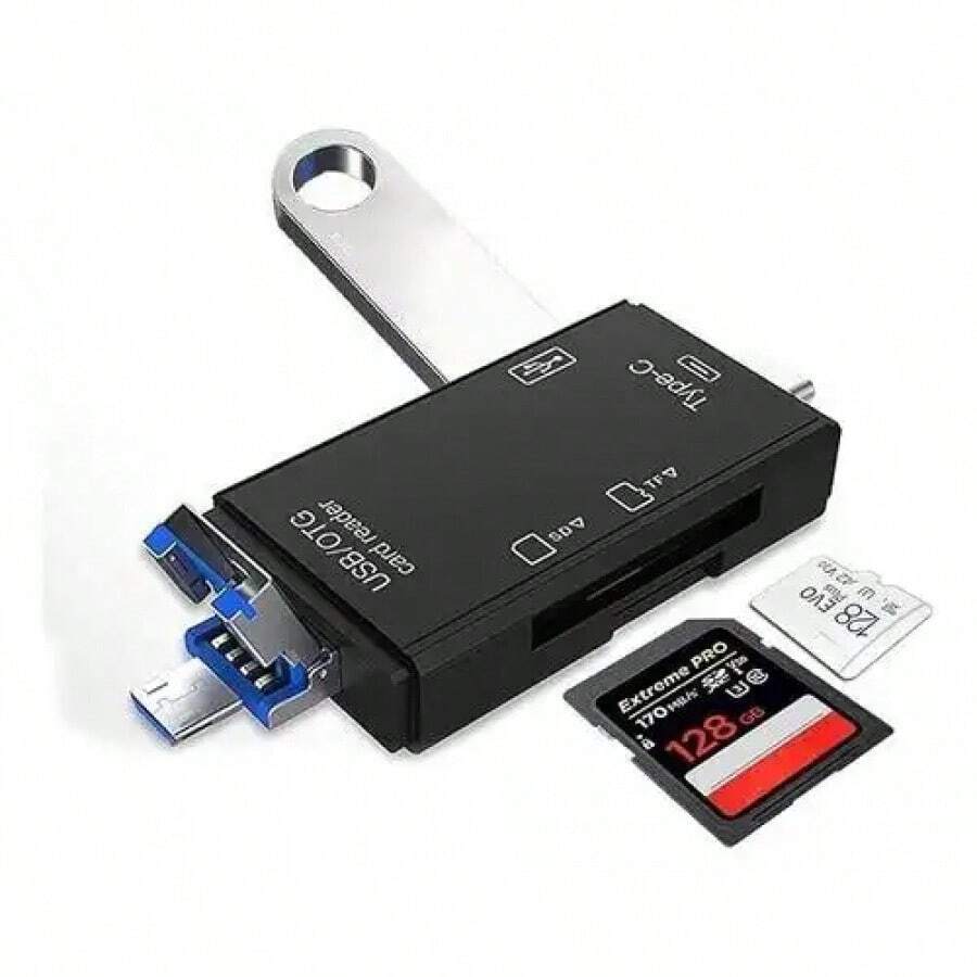 Memory Card Reader, TF, USB Type C, Micro USB, OTG 1pc Black - 2pcs - View 1