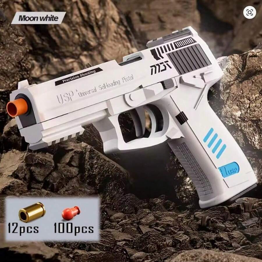 Automatic Pull-Back Toy Gun Model - Realistic Shell Ejection, Durable Construction, Authentic Replica - The Ideal Gift - Perfect For Cosplay, Display, And Party Games - Sets - View 1