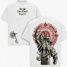 Escanor T-Shirt From The Seven Deadly Sins - A269 "Who Decided That?" Pride Sin Graphic Retro Heavy Unisex Anime Streetwear Gift For Fans - 藍色和黑色 - 查看 11