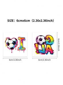 16sheets Soccer-Themed Party Tattoo Stickers, Featuring Realistic Football Designs Including Soccer Moves, Soccer Fields, Jerseys, And Cleats. Multi-Element Pattern Design For Sports Events And Soccer Party Costumes. Temporary Faux Tattoos - Multicolor - View 4