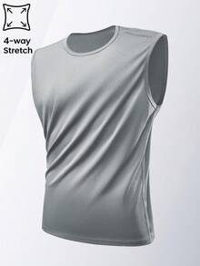3pcs Men's Summer Sports Short Sleeve Elastic T-Shirts, Multi-Color Options, Suitable For Fitness, Running, Training - Light Grey - View 6