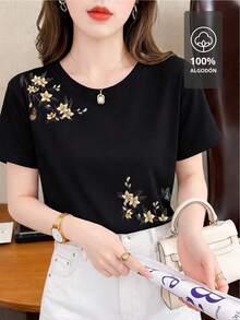 Camisa con estampado floral y edición de mariposas| 100% - Negro - Ver 6