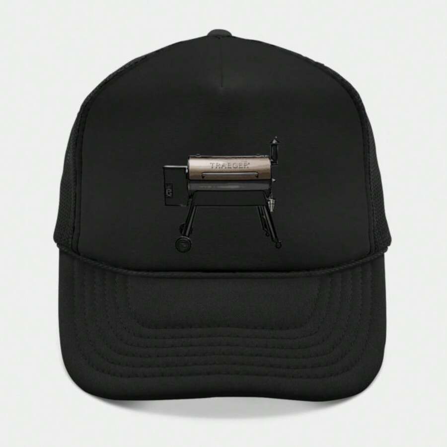 This Black Cap Features A Detailed Embroidered Image Of A Traeger Grill On The Front. - màu đen - Xem 1