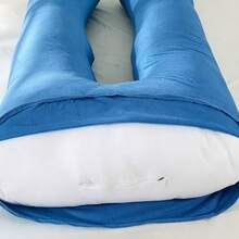 Skin-Friendly Soft U-Shaped Pillow, Home Side Sleeper Spine Support Deep Sleep Pillow - Light Blue - View 3