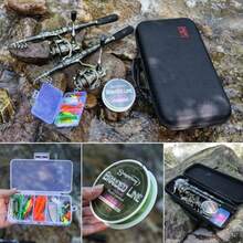Sougayilang Combo de caña de pescar y carrete caña telescópica de fibra de carbono de 5.9 pies con carrete giratorio de 12+1 BB kit de agua dulce de agua salada - Paquete de 2  Kit completo de 5.9 pies con estuche portador - Ver 7