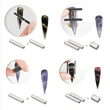 4 piezas de tiras magnéticas multiusos y resistentes para arte de uñas, tiras magnéticas de diferentes tamaños con efecto de ojo de gato de doble extremo para gel UV - Plateado - Ver 6