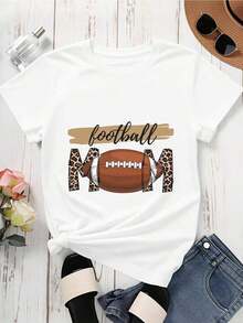 Camiseta Casual de Manga Corta Blanca para Mujer, Diseño de Moda con Estampado de Leopardo y Gráficos de Fútbol, 100% Algodón, Duradera - Blanco - Ver 2