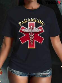 Una camiseta de mujer de manga corta, holgada, moderna, elegante, retro y con estilo, adecuada para actividades al aire libre en primavera y verano.Camiseta Teediy para Paramédicas con diseño de Estrella de la Vida - EMT, que presenta la cruz roja y la inscripción de paramédico.Ajuste cómodo, manga corta, cuello redondo, ropa de trabajo informal, adecuada para profesionales médicos de emergencia.Apta para todas las estaciones, ropa de respuesta a emergencias, uniforme sanitario.blusas para mujer,blusas casuales para dama,tops,, mujer premium,y2k,playeras de mujer curvy,ofertas y liquidaciones ropa mujer,playeras deportivas para mujer,,playeras de hombre, mujer,blusas>elegante SDH7 - Negro - Ver 8
