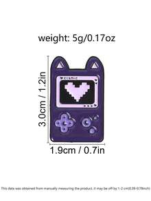 Retro Pixel Heart Game Console Brooch With Moon Buttons - Purple - View 3