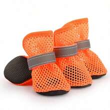 4pcs/Set Breathable Dog Mesh Shoes, Reflective Wear-Resistant Dog Mesh Shoes, Non-Slip Hollow Dog Shoes, Spring Style - Multicolor - View 24