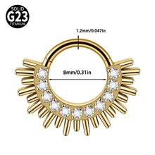 1PC G23 Titanium Zirconia Piercing Hoop Titanium Hinged Clicker Ring Septum Ring Hexagram CZ Labret Ring Ear Tragus Helix Cartilage Piercing - Như thể hiện trong hình ảnh - Xem 15