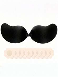 4-Piece Invisible Gathering Bra Set, Women's Backless Strapless Bra, Seamless Self-Adhesive Silicone Bra Pads, Suitable For Matching Wedding Gown Underwear, Nude And Black Colors, With Adhesive Pads, All-Season Invisible Backless Bra - Multicolor - View 23