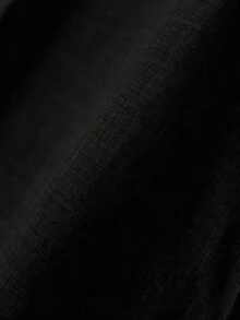 Conjunto informal de top con cuello en pico y pantalones de unicolor - Marrón - Ver 11