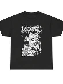 Unisex T-shirt i ren bomull, Disgorge Mexico Tee Shirt Svart klassisk GILDAN, sommar-T-shirt, blus, basplagg, toppar, kreativ design, utomhuslek, cool stil, rolig design, perfekt för utomhuslek. - Svart - Visa 1
