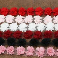 56pcs/Pack Chiffon Flower Decorations, For Headpiece, Clothing, Wedding, DIY Crafts - Multicolor - View 11