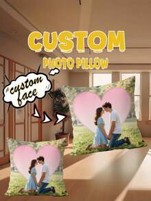 1pc Customization Allows You To Send Your Favorite Photos To Customize A Modern Style Custom Square Pillowcase (Excluding Pillow Core, Personalized Photo And Text Design, Hand Wash Only, Fun Theme, Short Plush Fabric, 100% Polyester Fiber, Unique Birthday And Anniversary Gift Photos And Text Customization). - Blue Throw Pillow, Customizable On Both Sides. - View 10