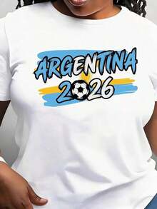 Modern Minimalist Argentina 06 Women's T-Shirt, Casual Short Sleeve T-Shirt For Daily Outdoor Use, Suitable For Any Occasion, Perfect As A Birthday Gift, Daily Wear In All Seasons. - 白色 - 查看 1