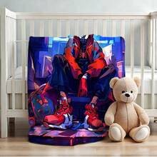 1pc S-Pider-Man Print Blanket,Retro Cartoon Style Throw Blanket,Cartoon Character Printed Blanket,All-Season Universal Nap Blanket,Character Home Decor Blanket,Modern Fashion Gift Suitable For Home Bedroom Bed Sofa Office Lunch Break Cover Picnic Blanket - Multicolor - View 4