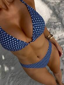 Sexy Bikini For Women 2026, Polka Dot Print With Adjustable Drawstring Design – Beach Swimsuit - FF1319-PU - 查看 11