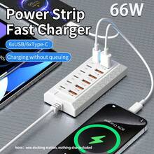 66W 12-Port USB Charging Station, 6 USB + 6 Type-C Fast Charging Adapter Hub For Smartphones, Tablets, Watches, Earphones - View 1