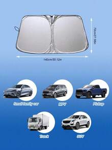 1 pieza Parasol de coche con aislamiento térmico y diseño negro, con marco metálico plegable y reutilizable - Un accesorio de parasol de verano para enfriar el interior. - A - Ver 5