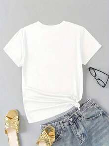 Women's Short Sleeve T-Shirt For Father's Day - Casual White Summer T-Shirt With "Happy Father's Day" Printed In Black - Crew Neck T-Shirt For Everyday Wear, Suitable For Gifts For Dad And Family Celebrations - Machine Washable Women's Clothing, Great Gift Idea For The Holidays, Short Sleeve T-Shirt, Easy Care Clothing, Excellent Gift Choice. Leisure - 白色 - 查看 2