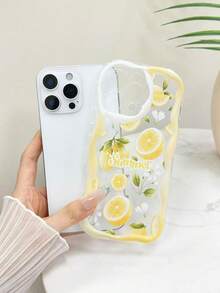 柠檬花彩绘奶油色波浪边链条挂绳简约防摔加厚手机保护壳,印花图案,兼容 17/17Pro/17ProMax、16 XR/7/8、15 ProMax、12 ProMax、13 ProMax、14 ProMax、13、14、11、12P、14、P11软壳、P12防摔、XS、XR、7/8P、7/8GES2,适用于A13 4G、A22、A21S、A51 4G、A52、S22 Ultra、A33 5G、A34、A35,适用于Redmi 10、Note 11 4G、11 Lite、A53 TPU、A14、A23、S23 Ultra、S24、A14、A15、S23。 A73、A55、A54 手机壳 - 彩色 - 查看 7